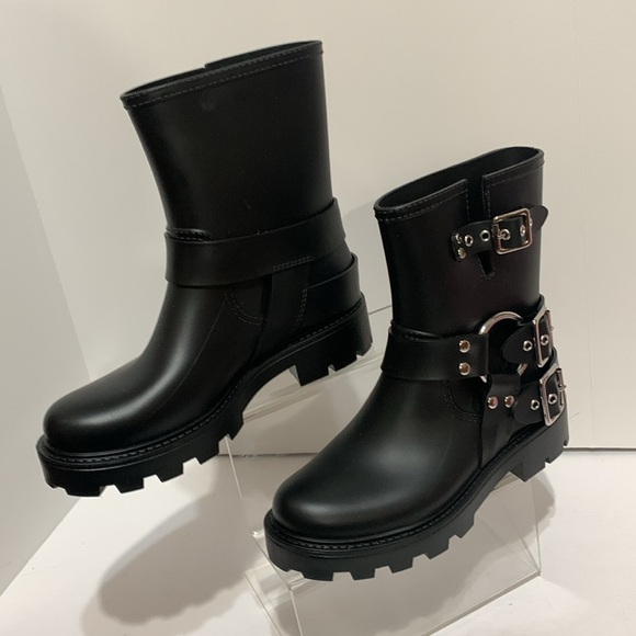 Jeffrey Campbell Black moto rubber boot NEW - Picture 7 of 10